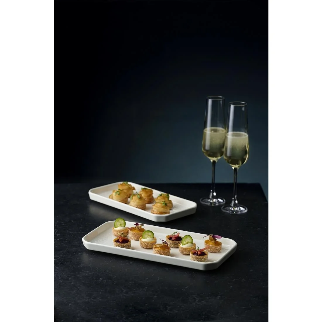Churchill Alchemy Abstract White Deep Oblong Trays 300mm (6 Pack) - Image 2