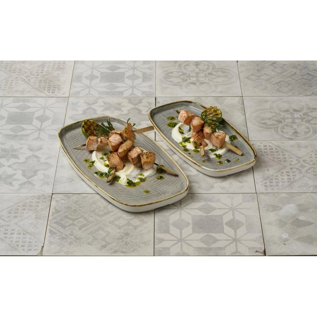 Churchill Stonecast Peppercorn Grey Chefs' Walled Oblong Plates 350mm (6 Pack) - Image 3
