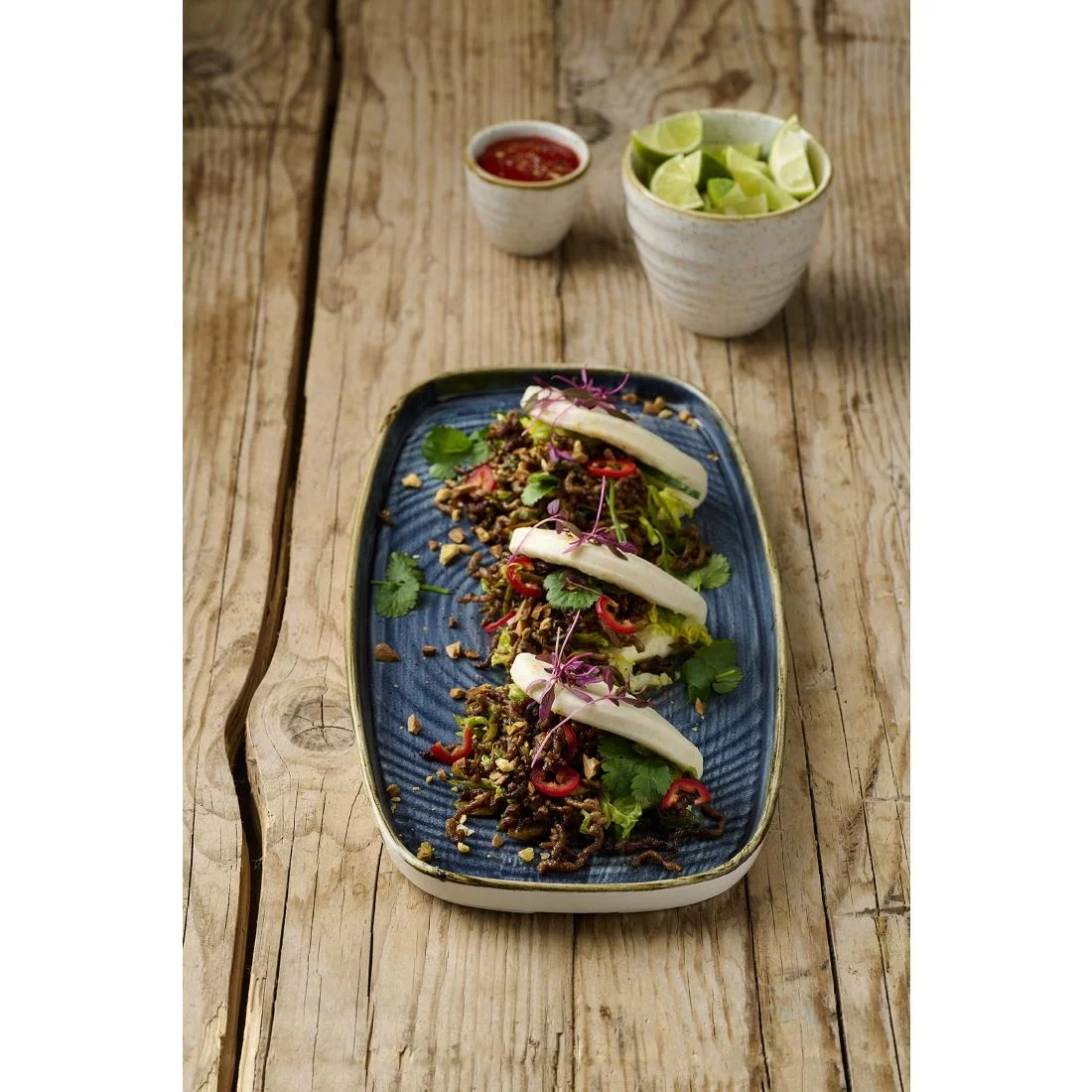 Churchill Stonecast Blueberry Chefs' Walled Oblong Plates 300mm (6 Pack) - Image 3