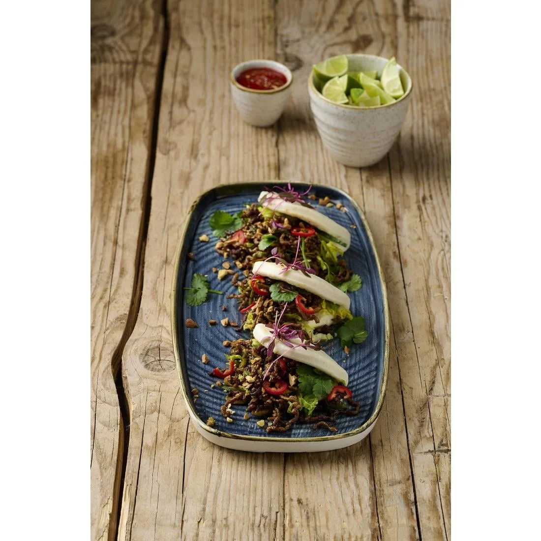 Churchill Stonecast Blueberry Chefs' Walled Oblong Plates 350mm (6 Pack) - Image 3