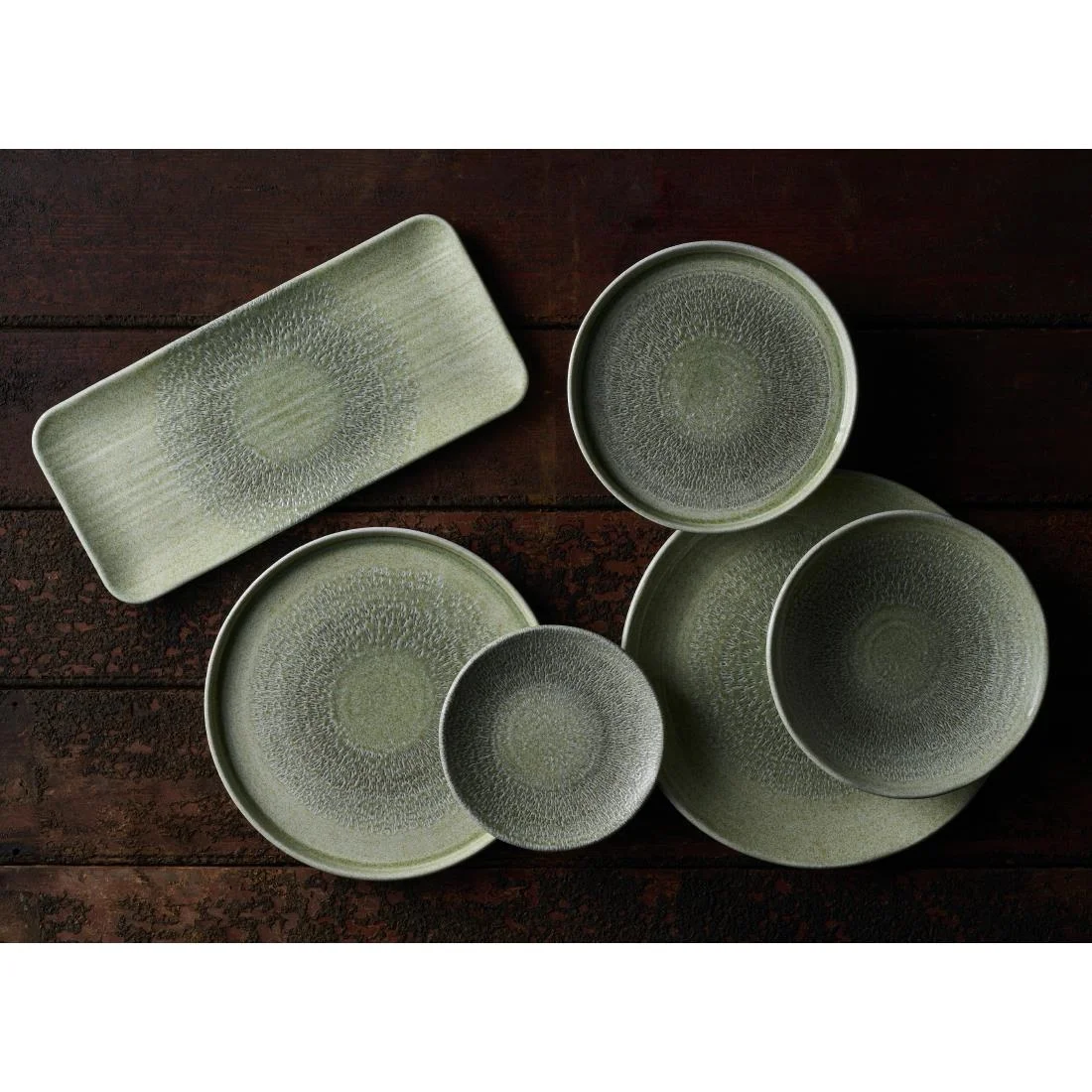 Dudson Harvest Grain Speckled Green Organic Coupe Plates 295mm (12 Pack) - Image 4