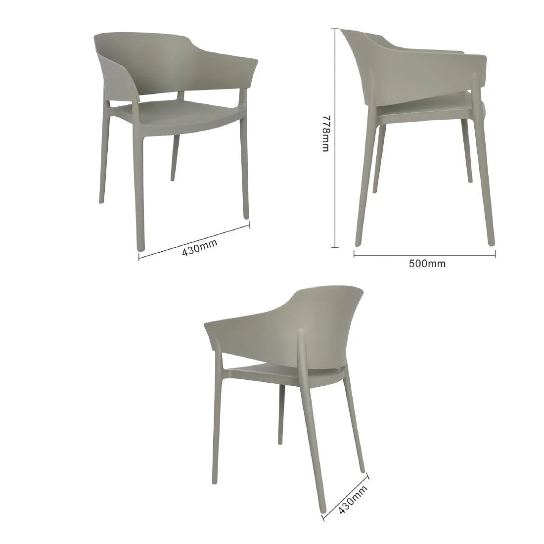 Bolero Lorenzo Cafe Chairs Medium Grey (2 Pack) - Image 5
