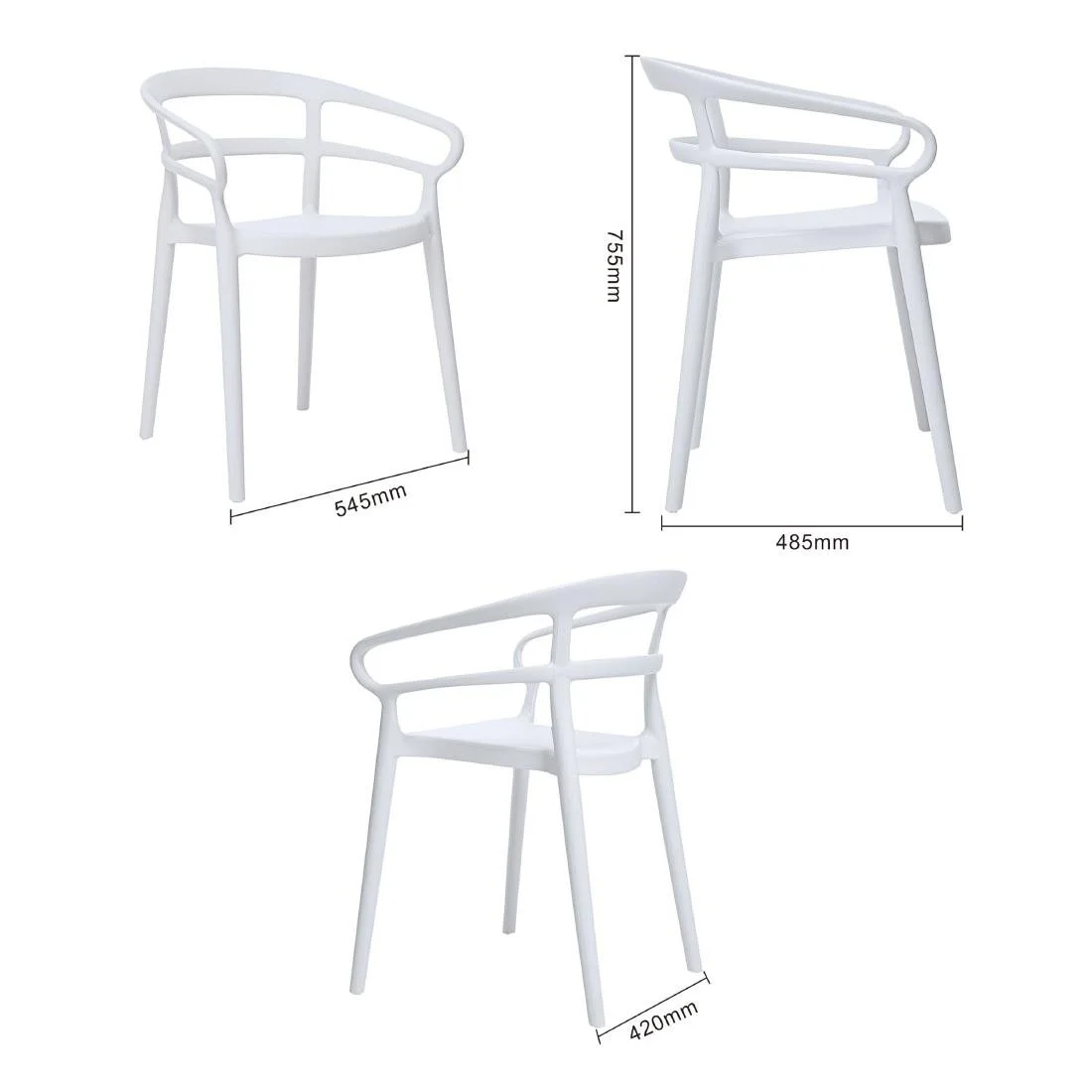 Bolero Mateo Café Chairs White (2 Pack) - Image 5