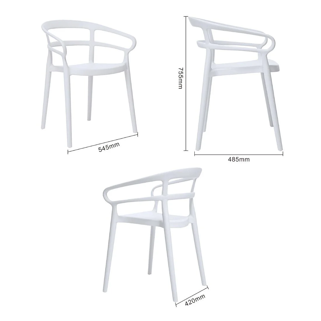 Bolero Mateo Café Chairs White (2 Pack) - Image 5