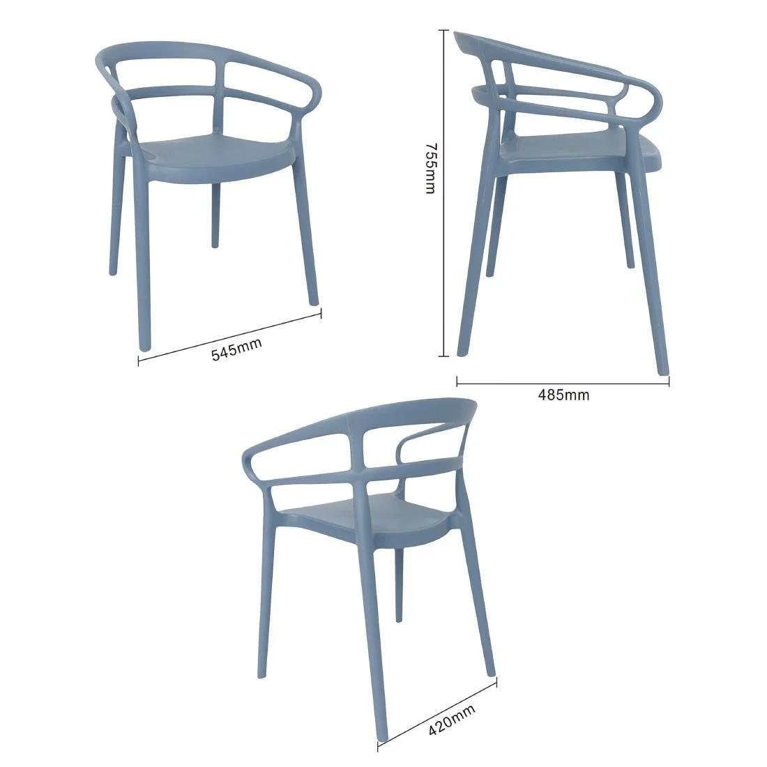 Bolero Mateo Café Chairs Slate Blue (2 Pack) - Image 5