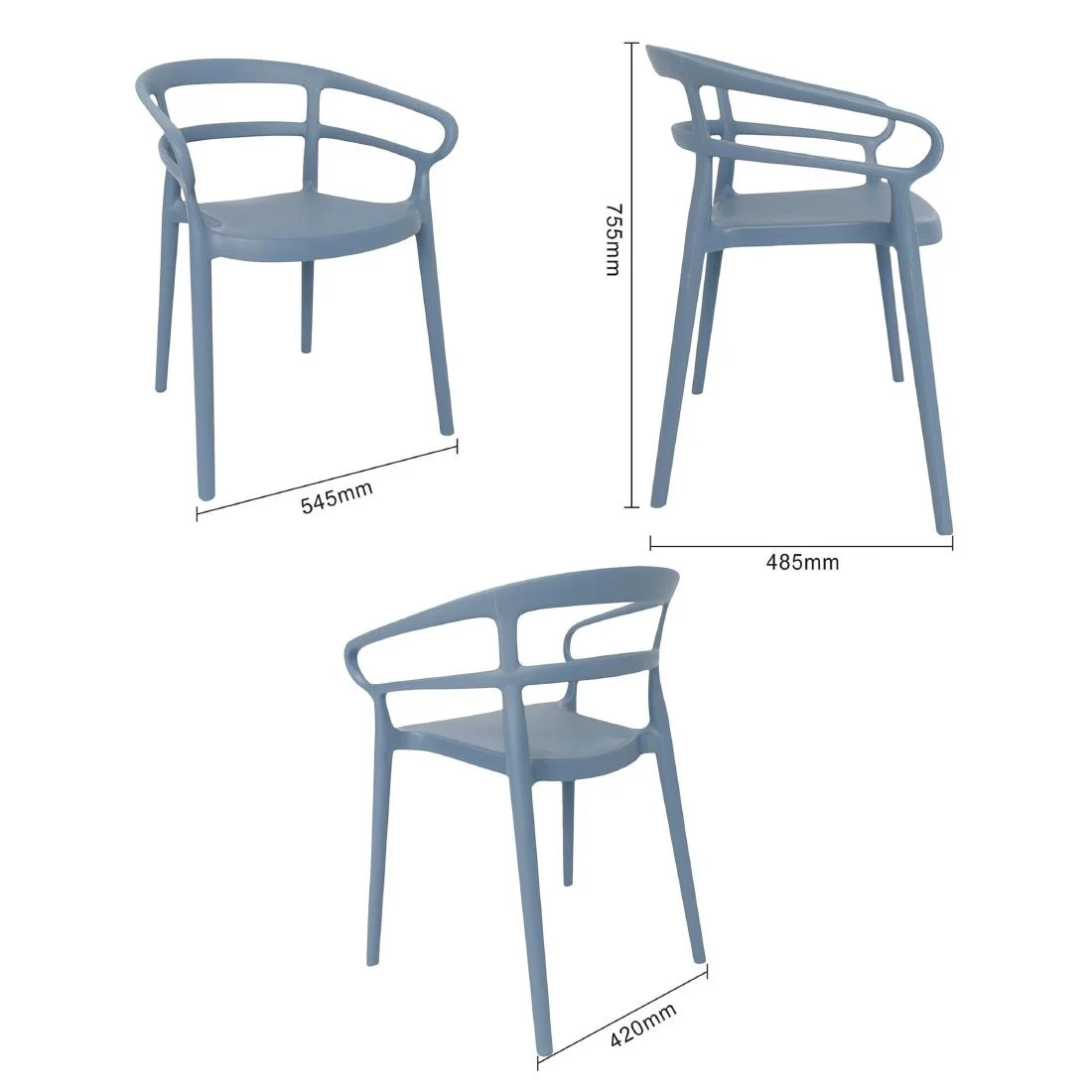 Bolero Mateo Café Chairs Slate Blue (2 Pack) - Image 5