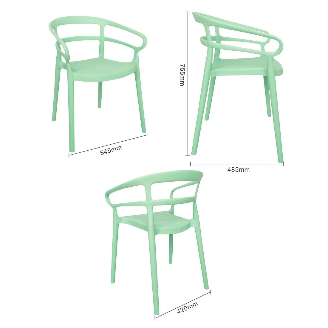 Bolero Mateo Café Chairs Mint Green (2 Pack) - Image 5