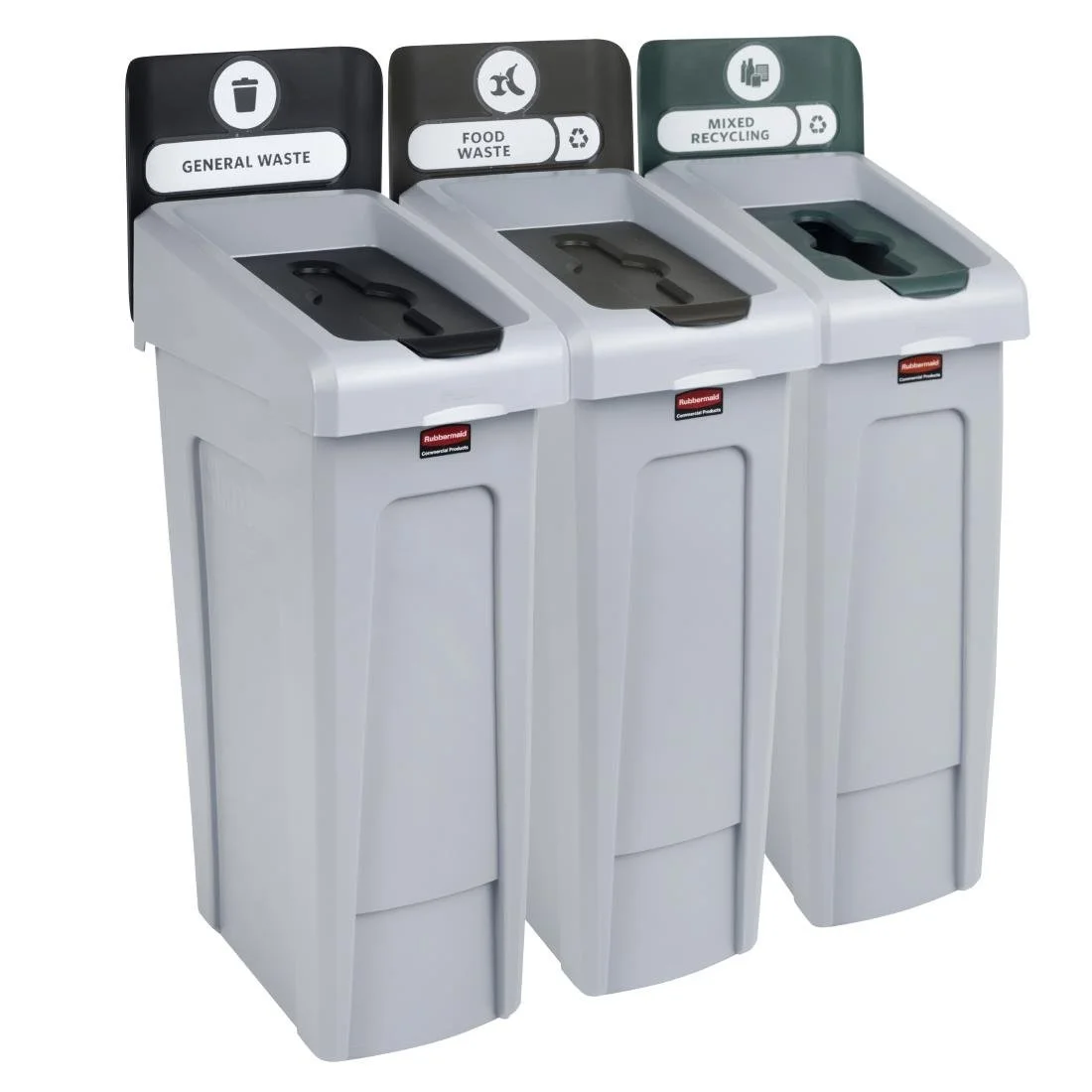 Rubbermaid Slim Jim Three Stream Recycling Station 3x 87Ltr - Image 2