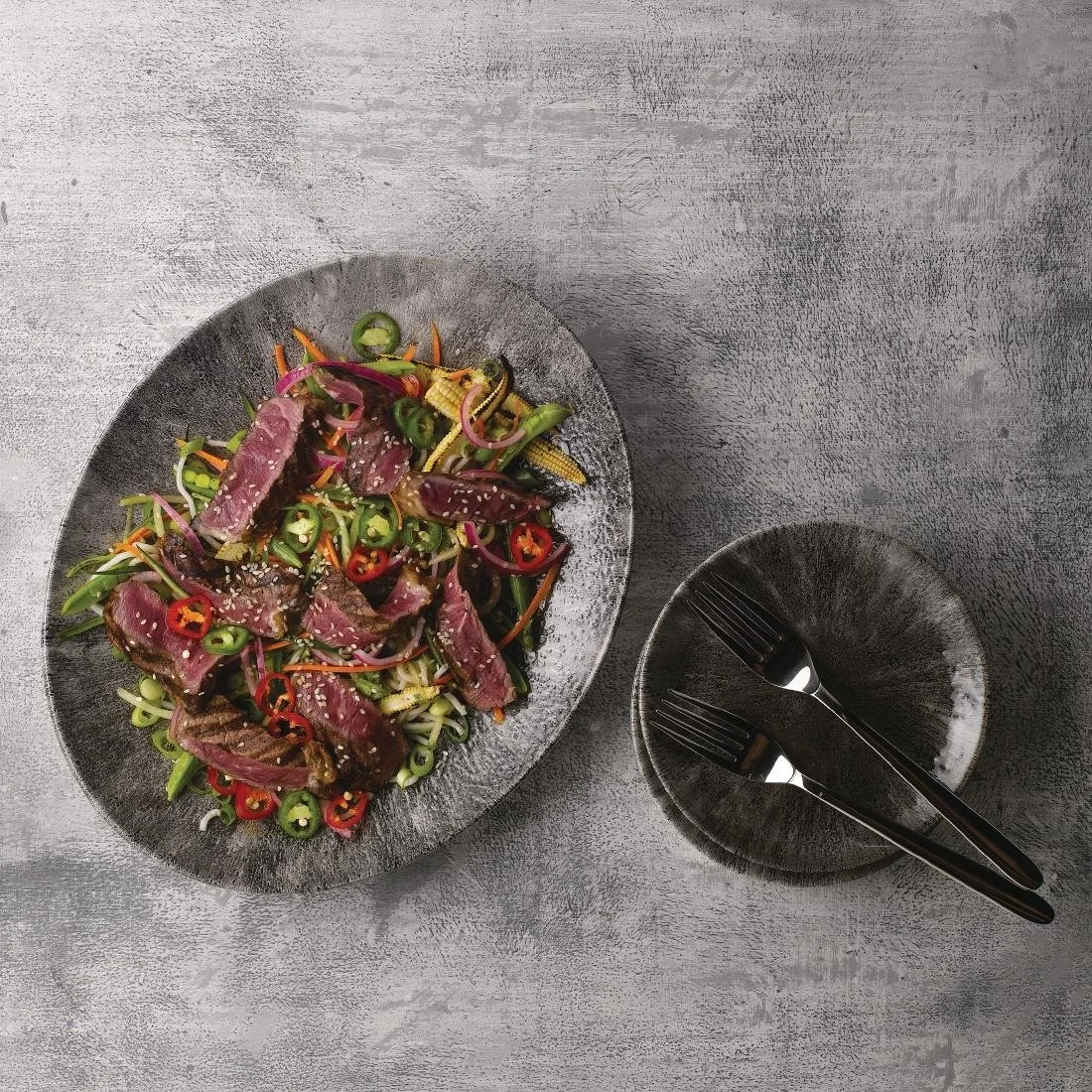 Churchill Stone Quartz Black Orbit Oval Coupe Plates 317mm (12 Pack) - Image 2