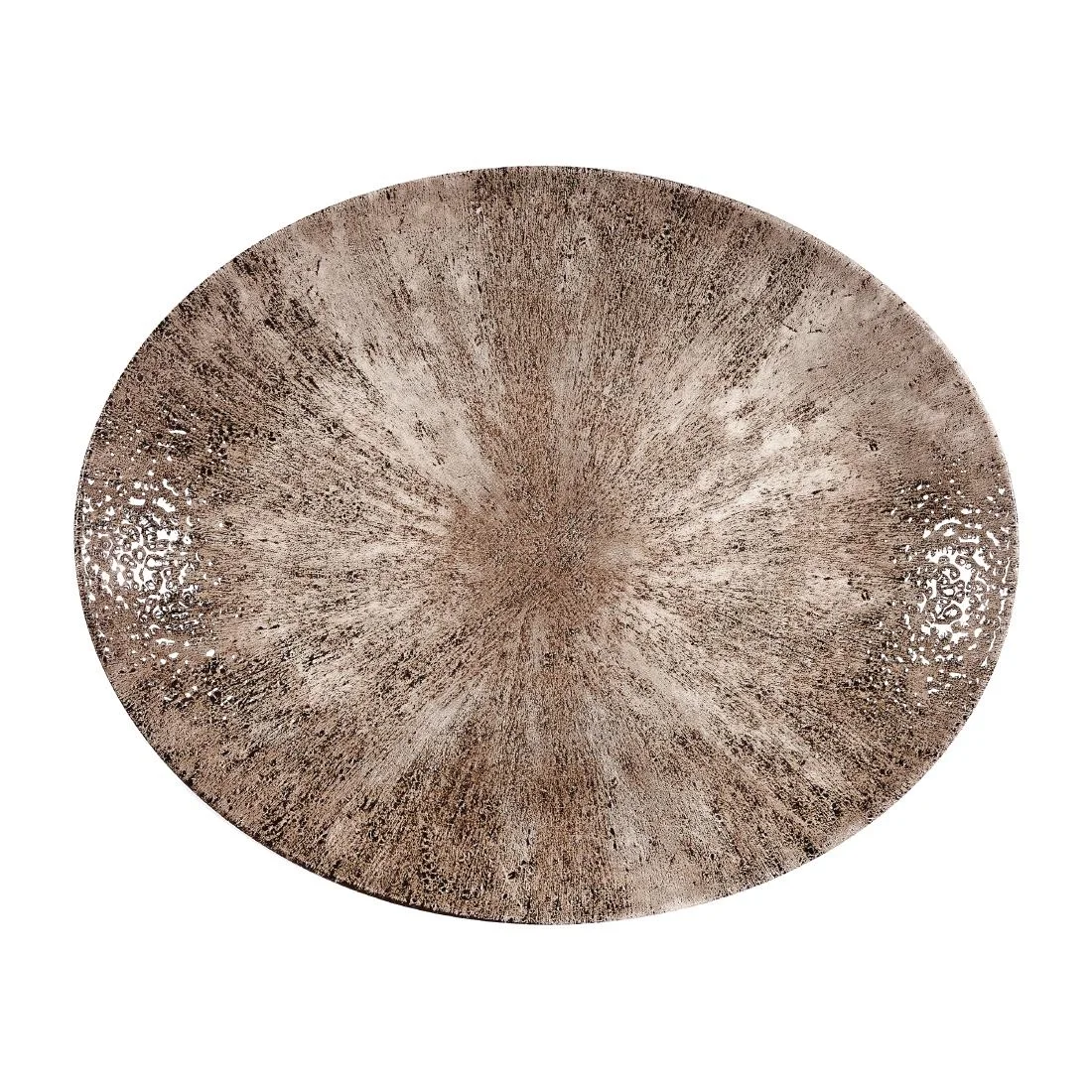 Churchill Stone Zircon Brown Orbit Oval Coupe Plates 317mm (12 Pack)