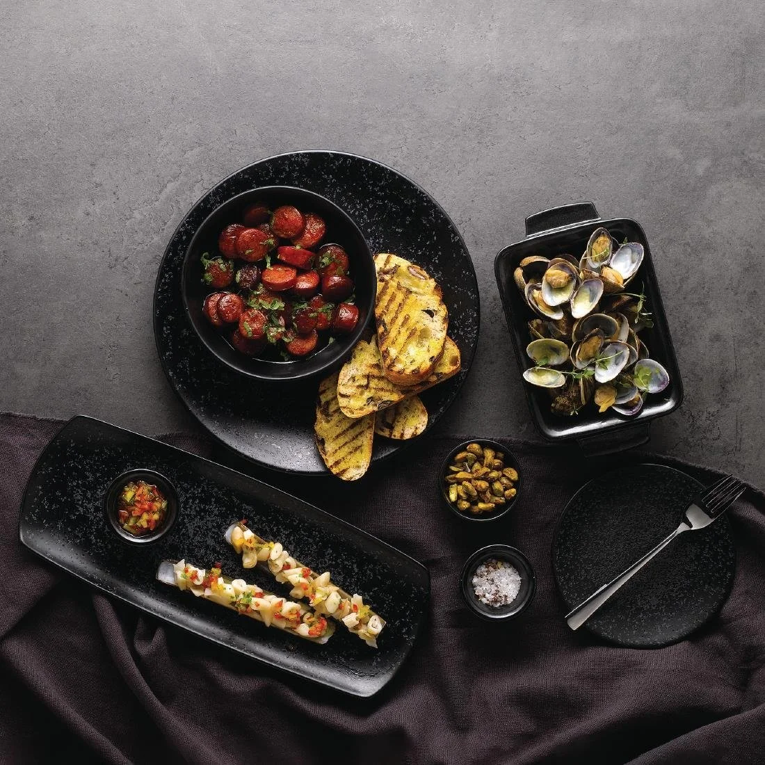 Churchill Menu Shades Caldera Ash Rectangular Plates 140mm (6 Pack) - Image 2