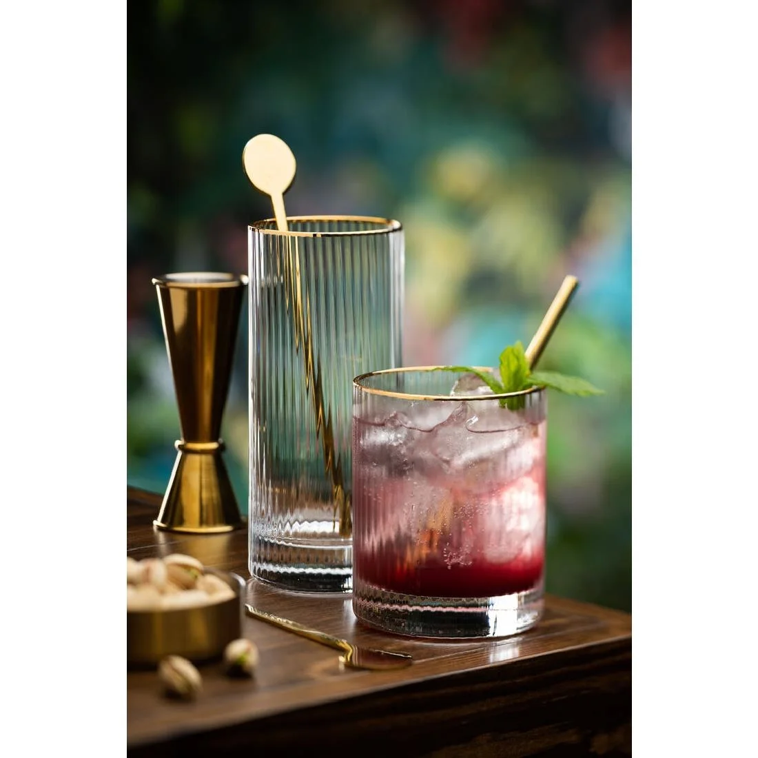 Utopia Hayworth Double Old Fashioned Gold Rim Glasses 325ml (6 pack) - Image 2