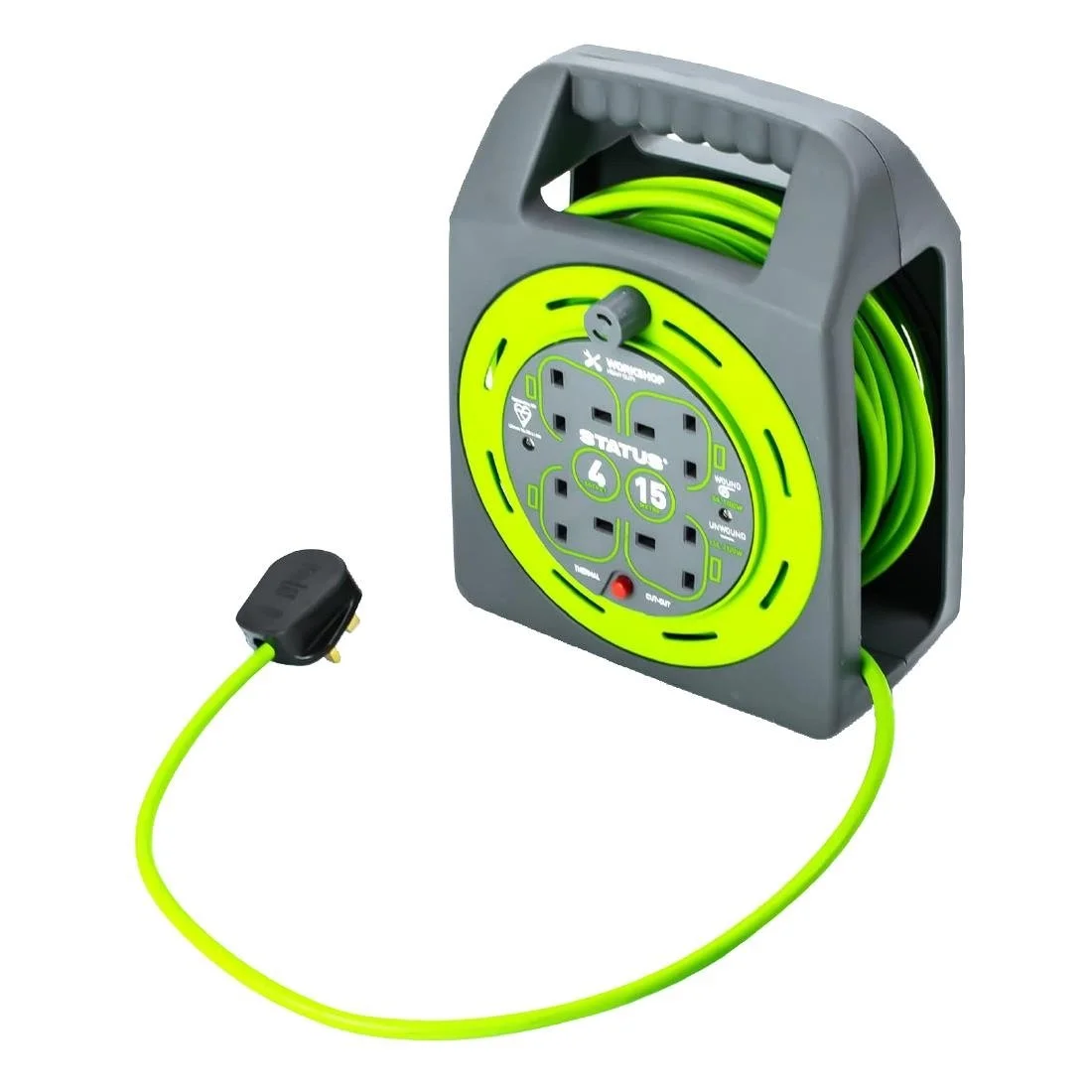 Status 4 Socket Handbag Cable Reel with Thermal Cut Out 13Amp 15m - Image 3