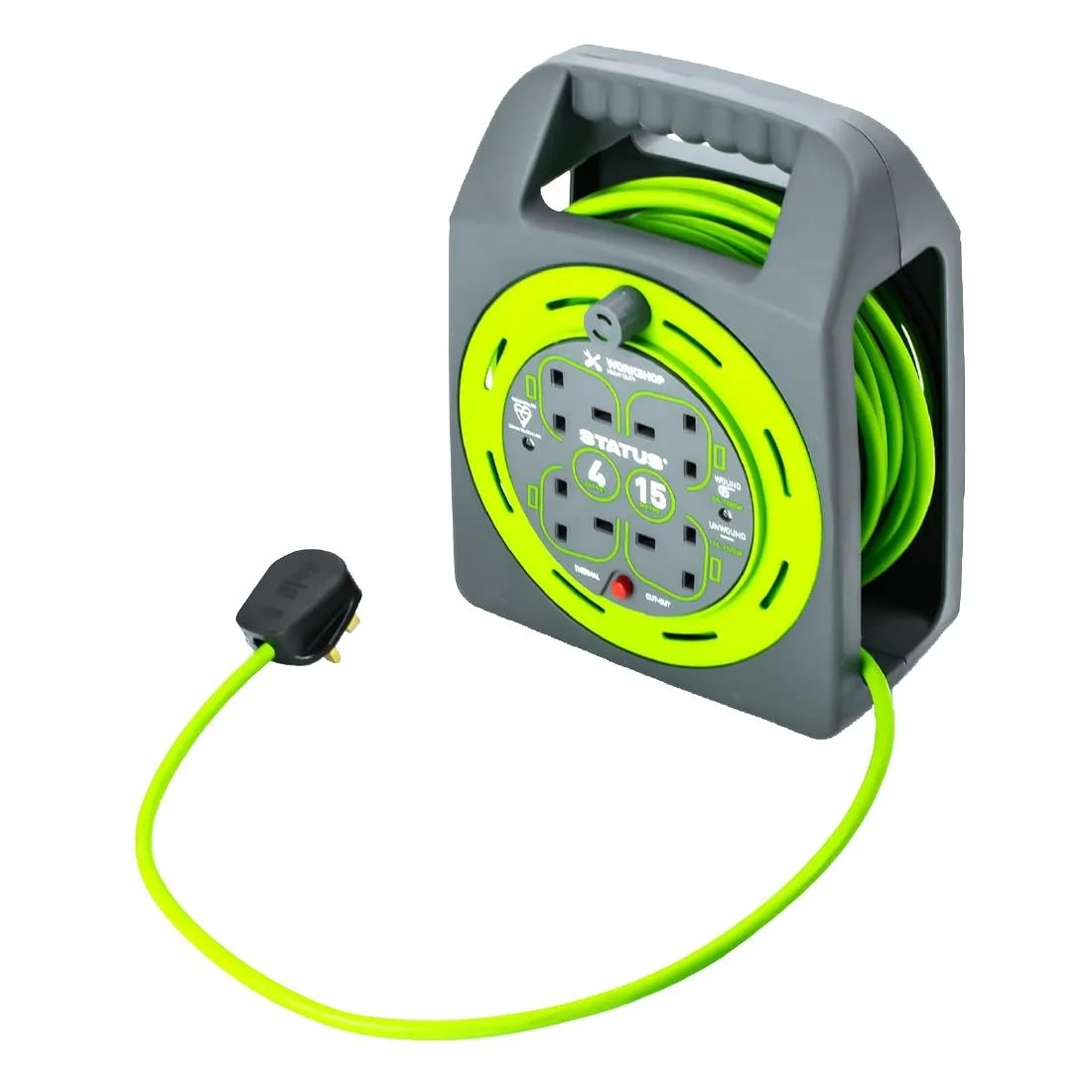 Status 4 Socket Handbag Cable Reel with Thermal Cut Out 13Amp 15m - Image 3
