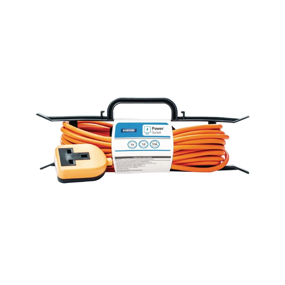 Status Heavy Duty Extention Socket Lead with Orange Plug 10m - Image 1