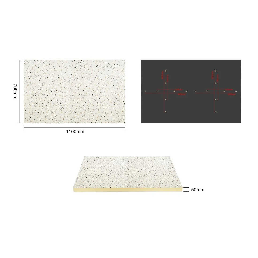 Bolero Terrazzo Style Rectangular Table Top 1100x700mm - Image 6