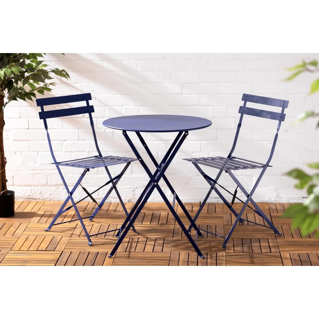 Bolero Perth Pavement Style Round Table Dark Navy - Image 7