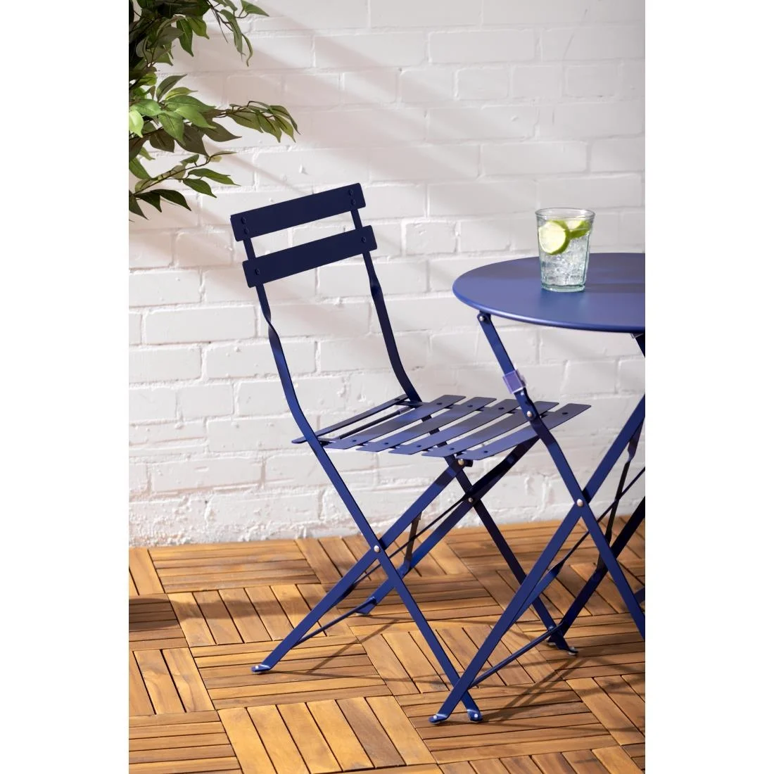 Bolero Perth Pavement Style Round Table Dark Navy - Image 8