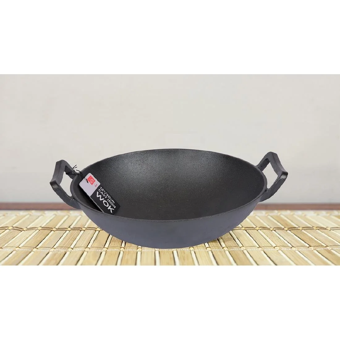 Dexam School of Wok Pre-Seasoned Cast Iron Flat Base Wok 300mm - Image 3