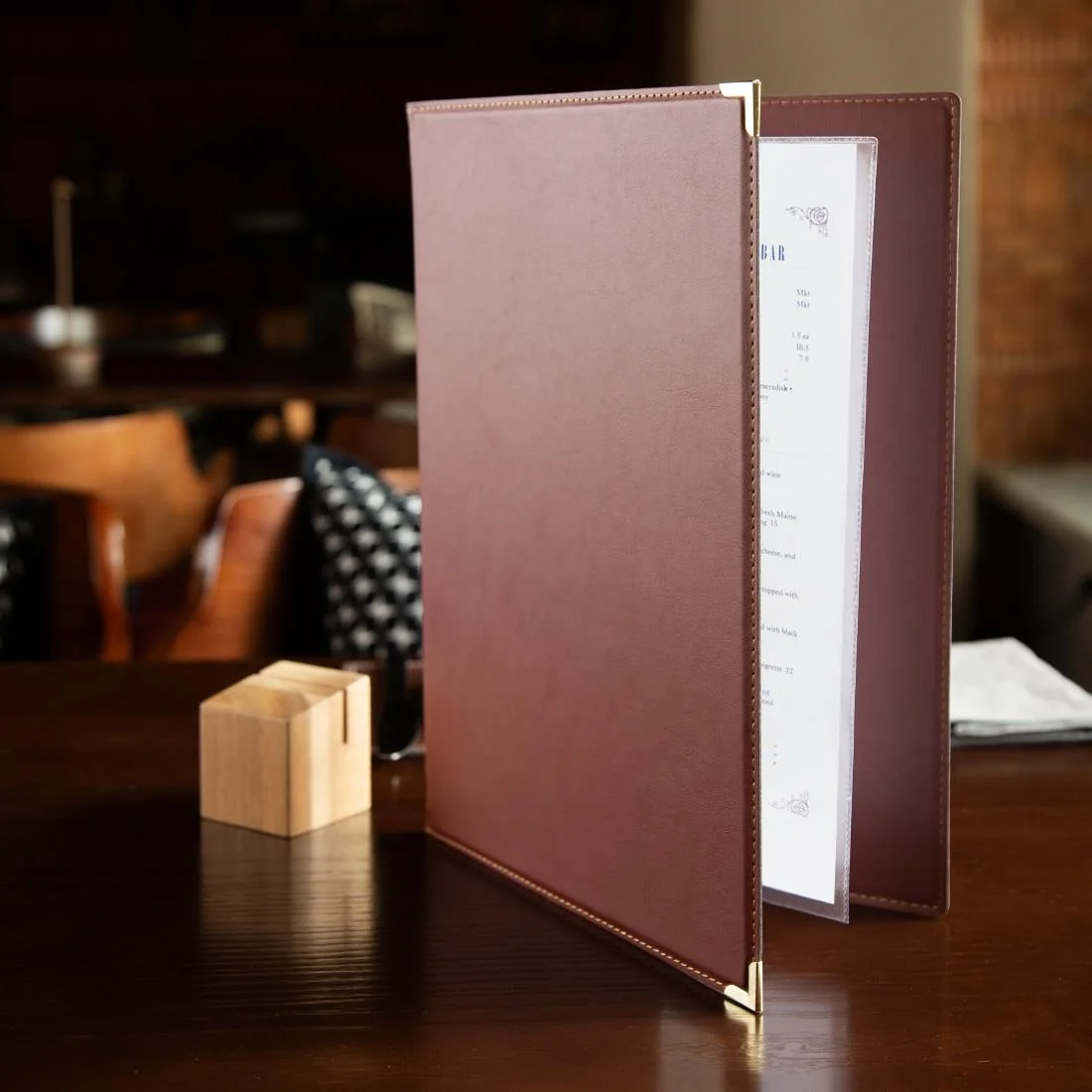 Olympia Faux Leather Menu Cover A4 Burgundy - Image 7