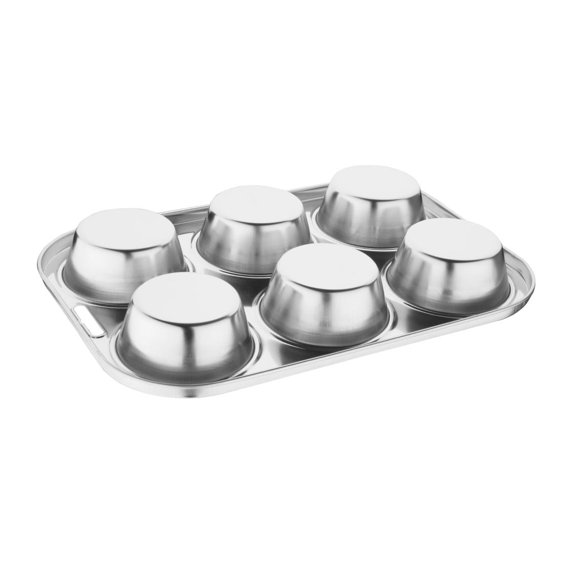 Vogue Stainless Steel 6 Cup Deep Muffin Tray