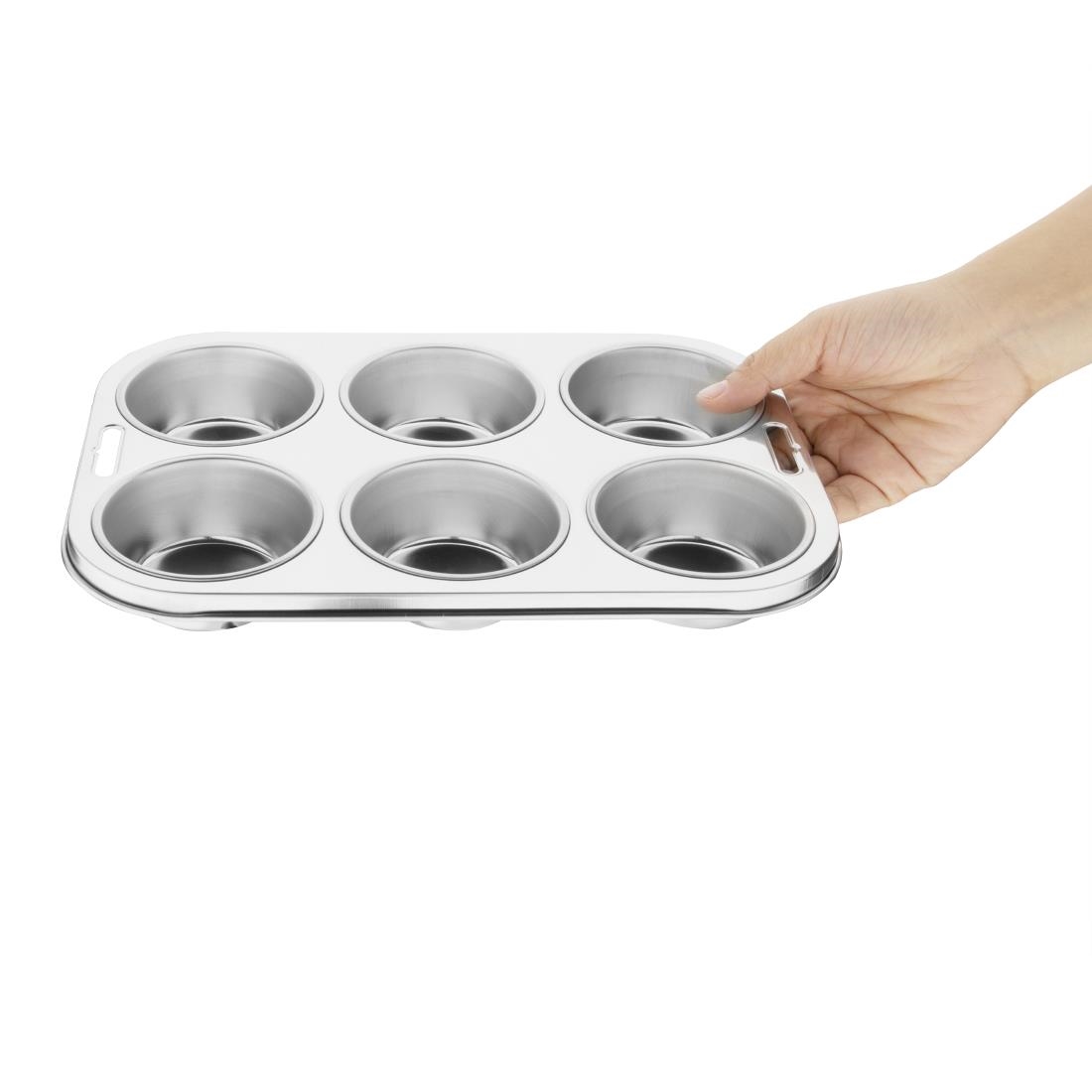 Vogue Stainless Steel 6 Cup Deep Muffin Tray