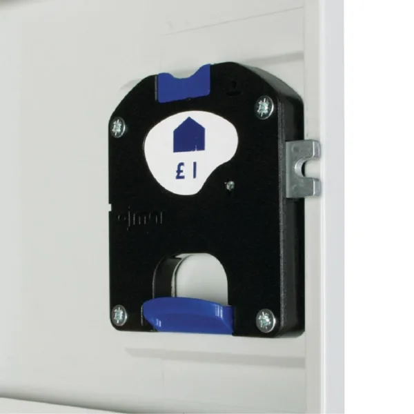 Elite Three Door Coin Return Locker with Sloping Top Red
