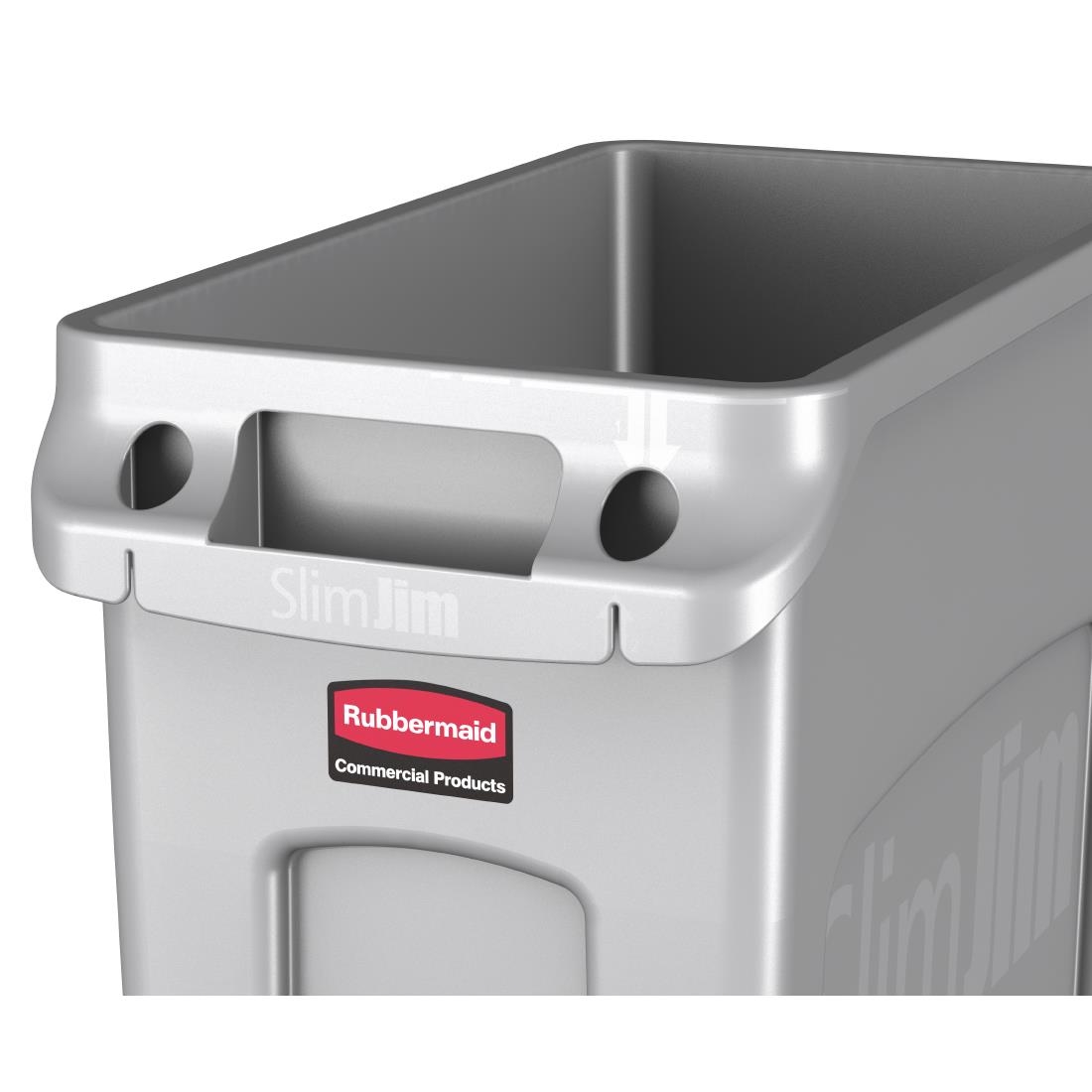 Rubbermaid Slim Jim Container with Venting Channels Grey 60Ltr