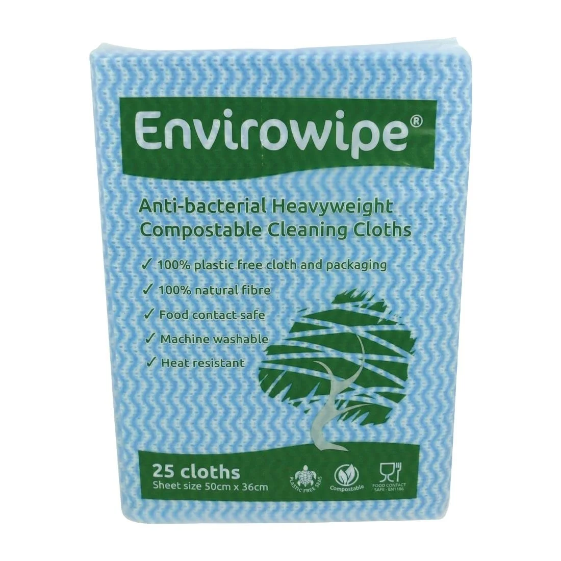 EcoTech Envirowipe Antibacterial Compostable Cleaning Cloths Blue (25 Pack) - Image 3