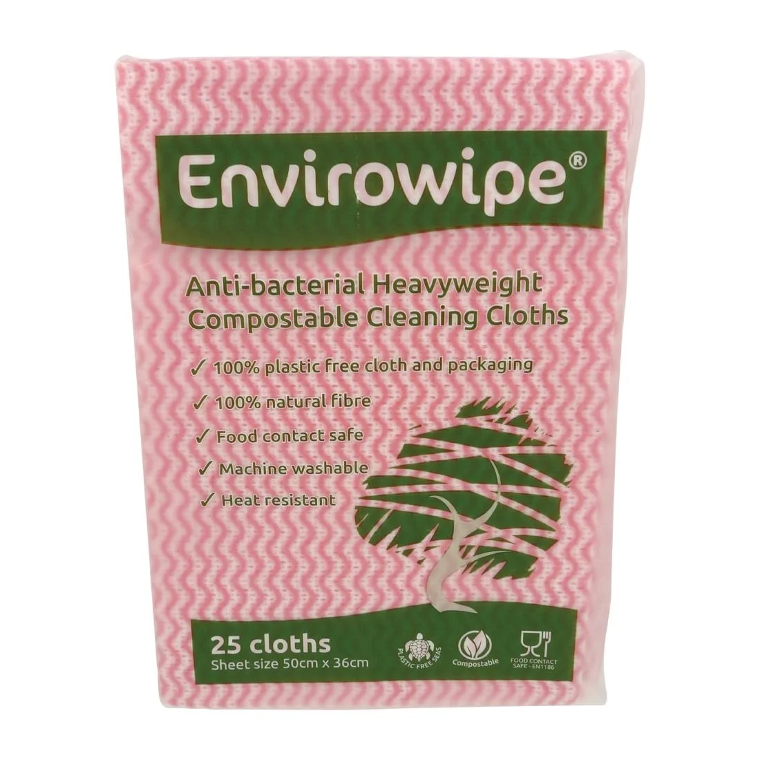 EcoTech Envirowipe Antibacterial Compostable Cleaning Cloths Red (25 Pack) - Image 3