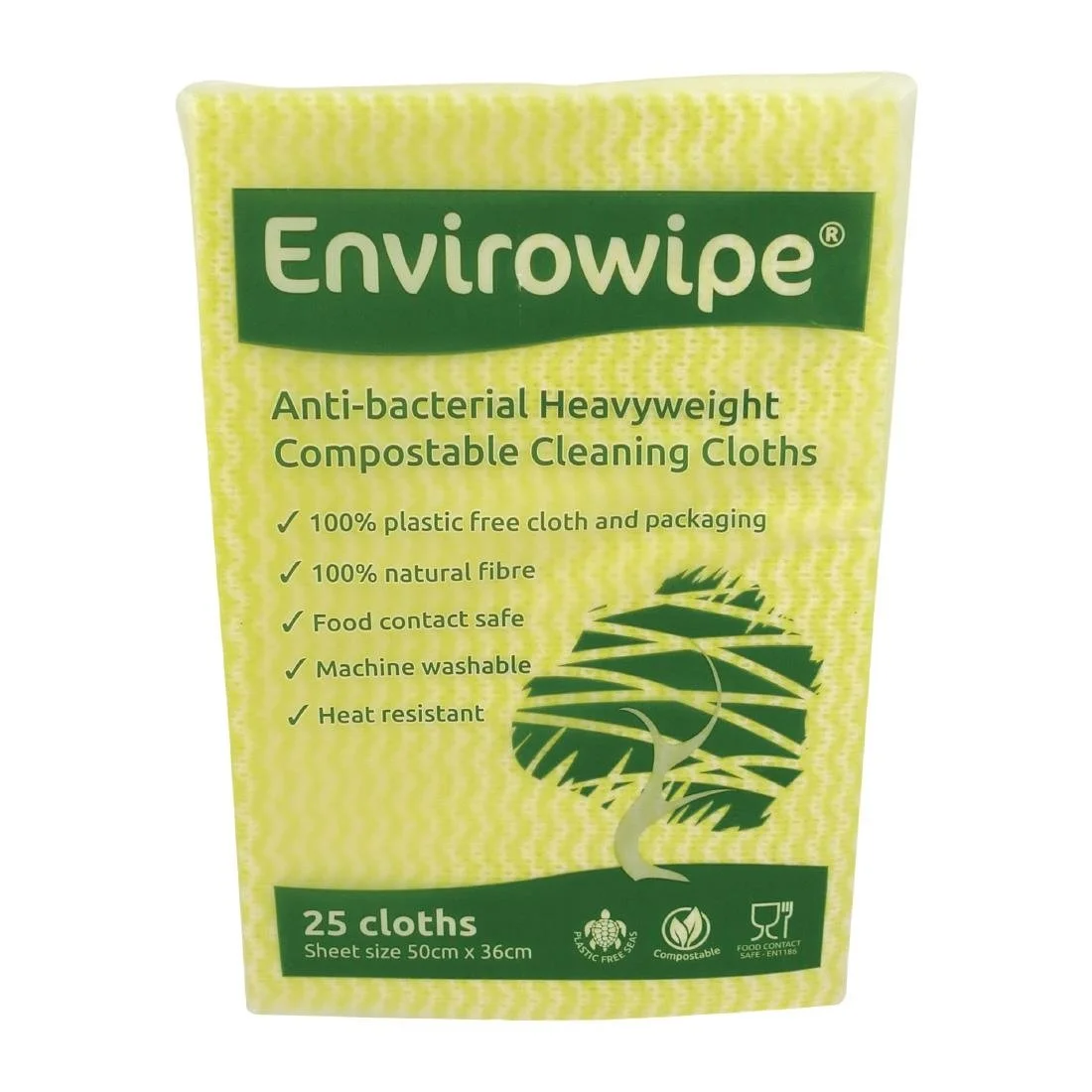 EcoTech Envirowipe Antibacterial Compostable Cleaning Cloths Yellow (25 Pack) - Image 3
