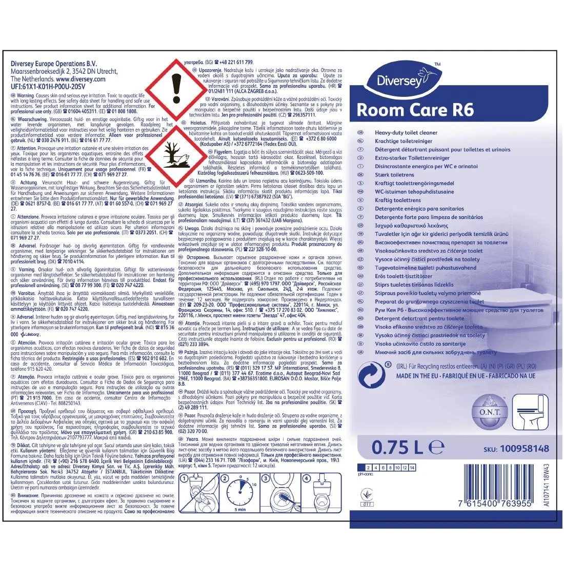Room Care R6 Heavy-Duty Toilet Cleaner Ready To Use 750ml - Image 2