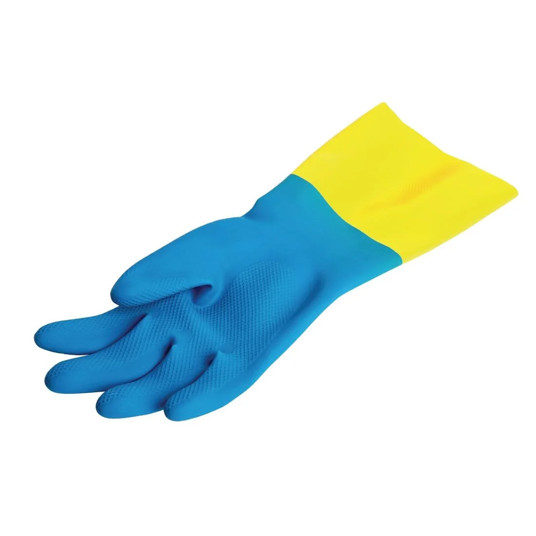 MAPA Alto 405 Liquid-Proof Heavy-Duty Janitorial Gloves Blue and Yellow - Image 4