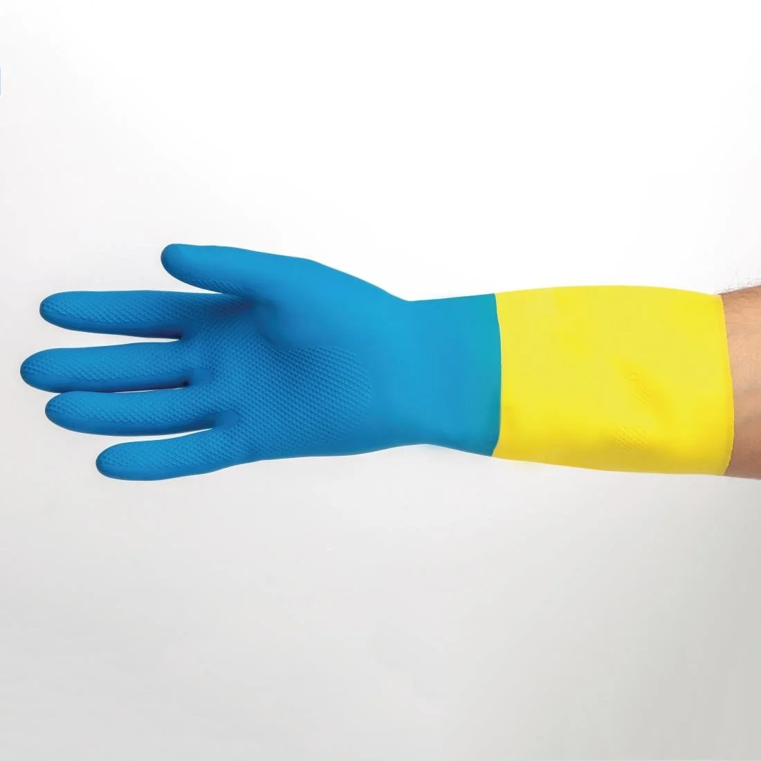 MAPA Alto 405 Liquid-Proof Heavy-Duty Janitorial Gloves Blue and Yellow - Image 6