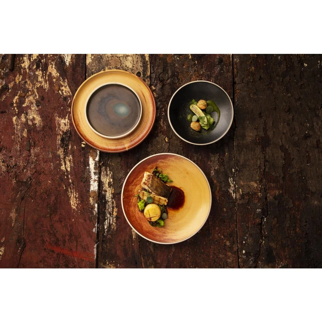 Olympia Canvas Shallow Tapered Bowls Delhi Black 200mm (6 Pack) - Image 2