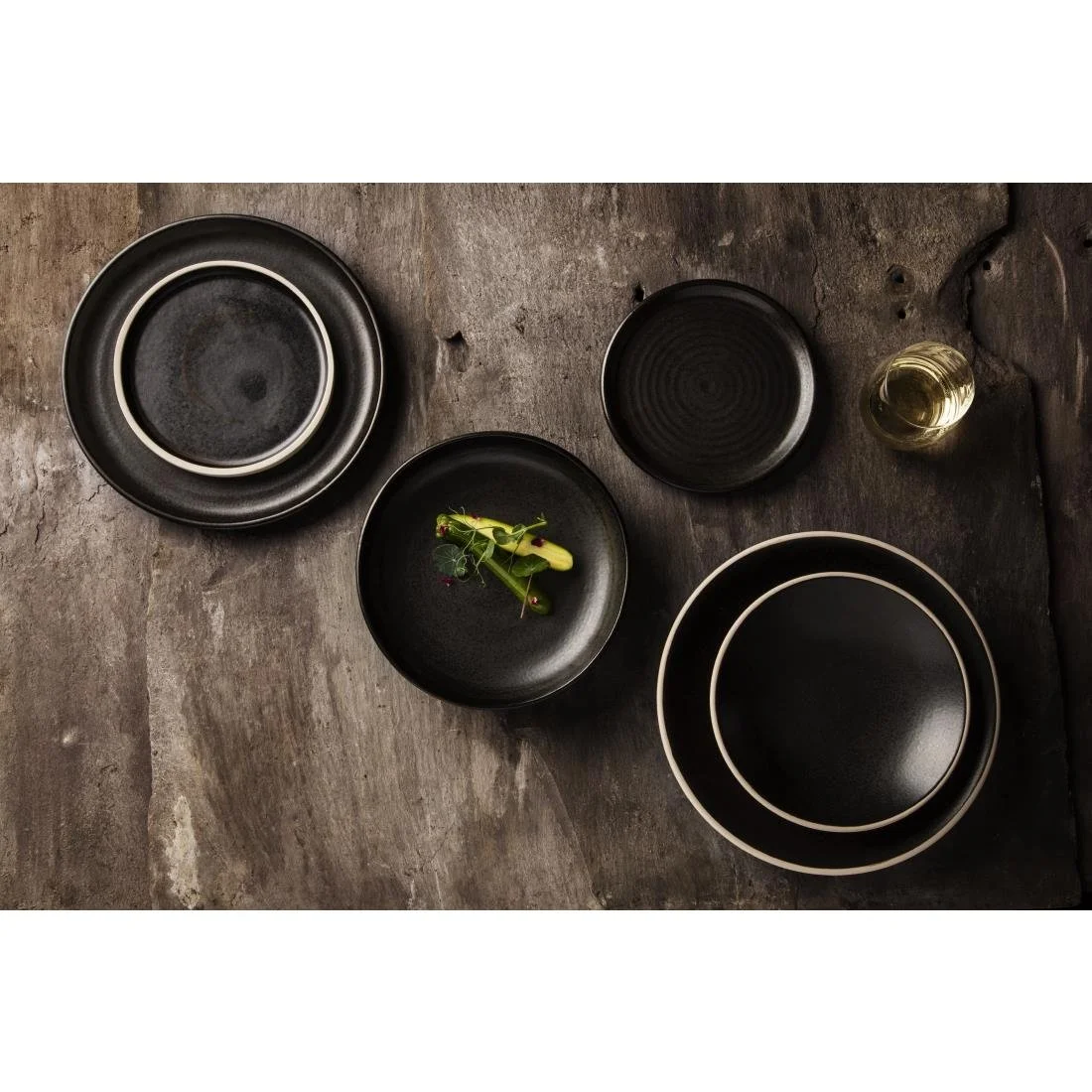 Olympia Canvas Shallow Tapered Bowls Delhi Black 200mm (6 Pack) - Image 3