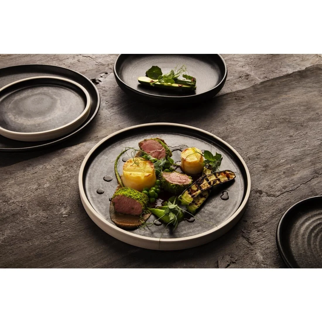 Olympia Canvas Flat Plates Delhi Black 250mm (6 Pack) - Image 2