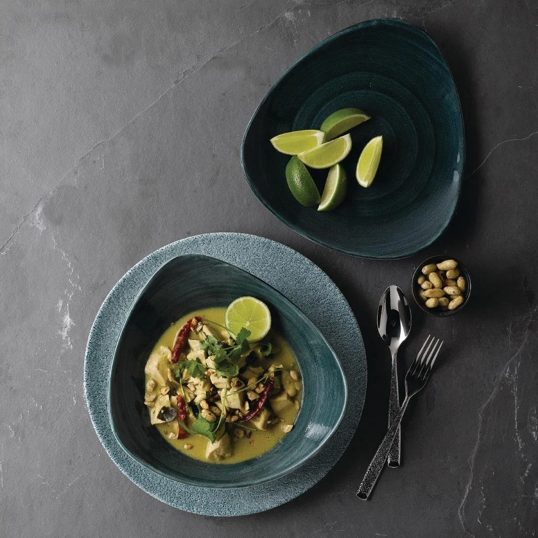 Churchill Stonecast Patina Triangular Plates Rustic Teal 229mm (12 Pack) - Image 3