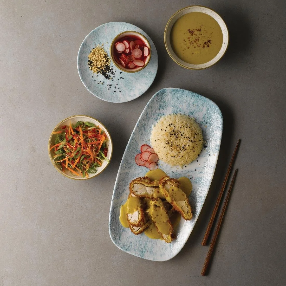 Churchill Stone Oblong Chef Plates Aquamarine 153 x 298mm (12 Pack) - Image 2