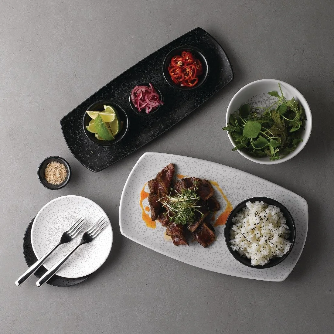 Churchill Menu Shades Caldera Rectangular Plates Chalk White 190 x 355mm (6 Pack) - Image 2