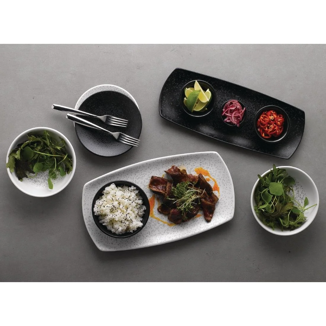 Churchill Menu Shades Caldera Rectangular Plates Chalk White 190 x 355mm (6 Pack) - Image 3