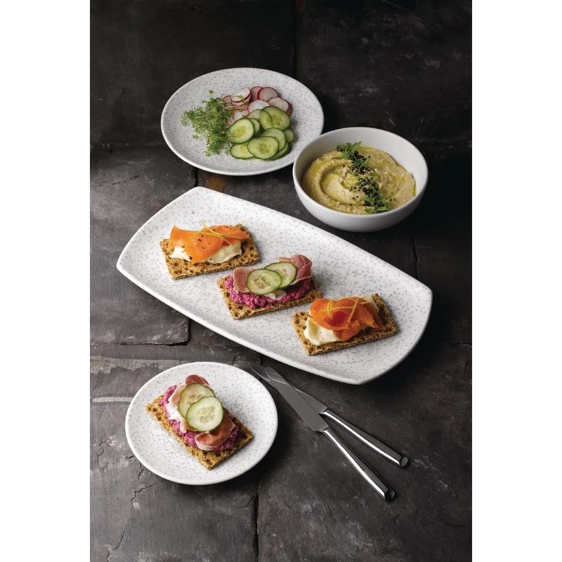 Churchill Menu Shades Caldera Rectangular Plates Chalk White 190 x 355mm (6 Pack) - Image 6