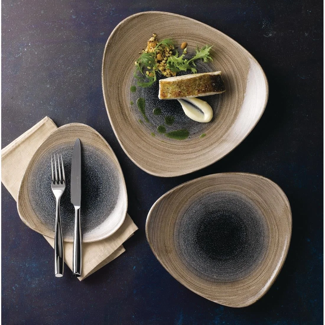 Churchill Stonecast Aqueous Triangular Plates Bayou Taupe 311mm (6 Pack) - Image 6