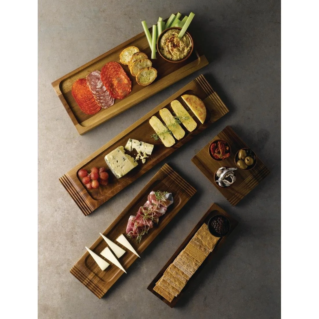 Churchill Alchemy Wood Small Serving Boards 300 x 90mm (4 Pack) - Image 4
