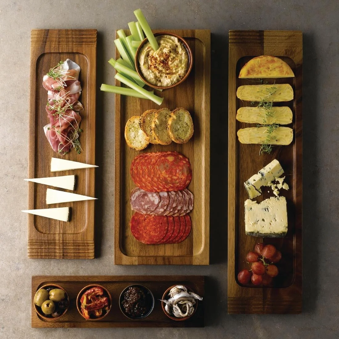 Churchill Alchemy Wood Small Serving Boards 300 x 90mm (4 Pack) - Image 5