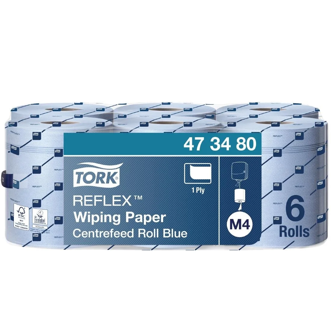Tork Reflex Wiping Paper Blue Centrefeed Rolls M4 (6 Pack) - Image 2