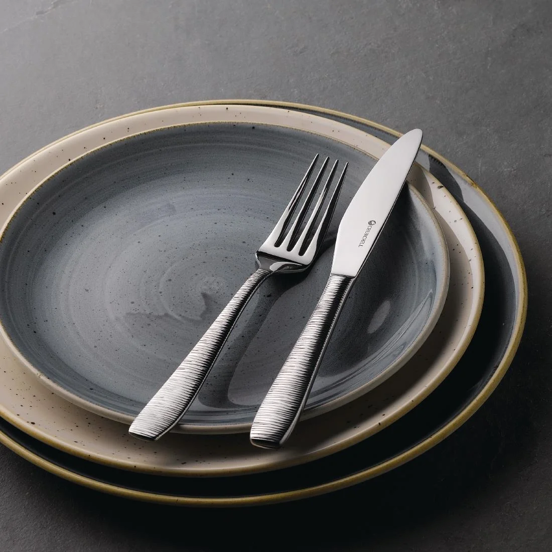 Churchill Stonecast Round Coupe Plate Peppercorn Grey 165mm - Image 3