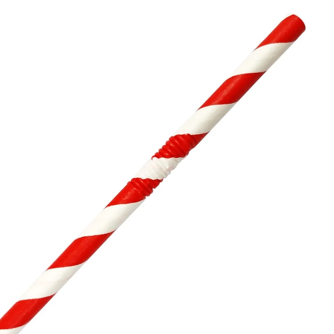 Fiesta Compostable Bendy Paper Straws Red Stripes (Pack of 250) - Image 3