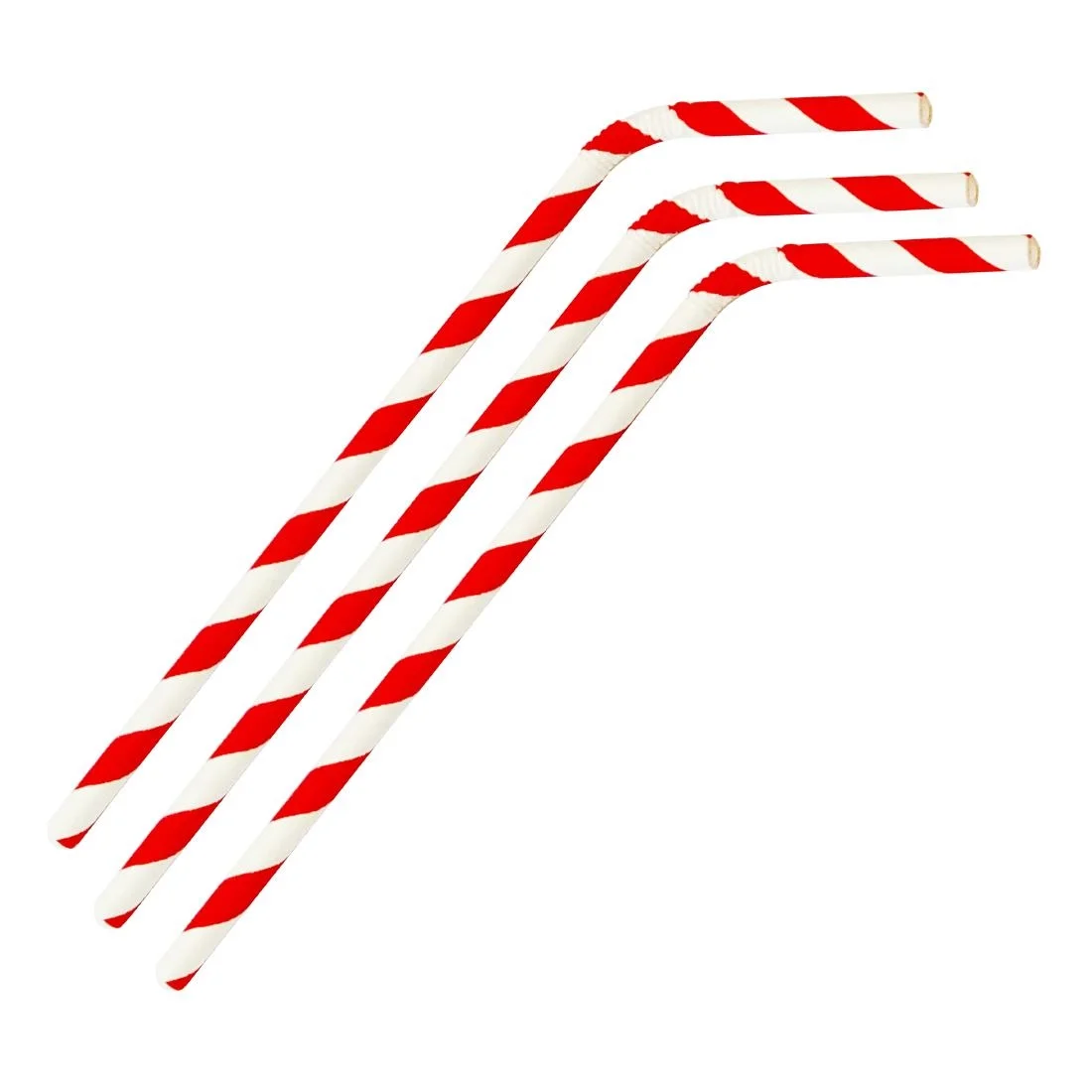 Fiesta Compostable Bendy Paper Straws Red Stripes (Pack of 250)