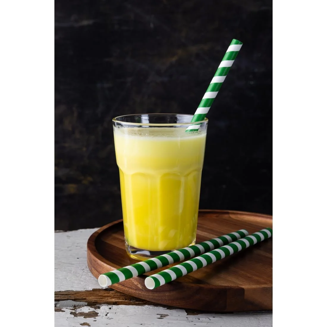 Fiesta Compostable Paper Smoothie Straws Green Stripes (Pack of 250) - Image 3
